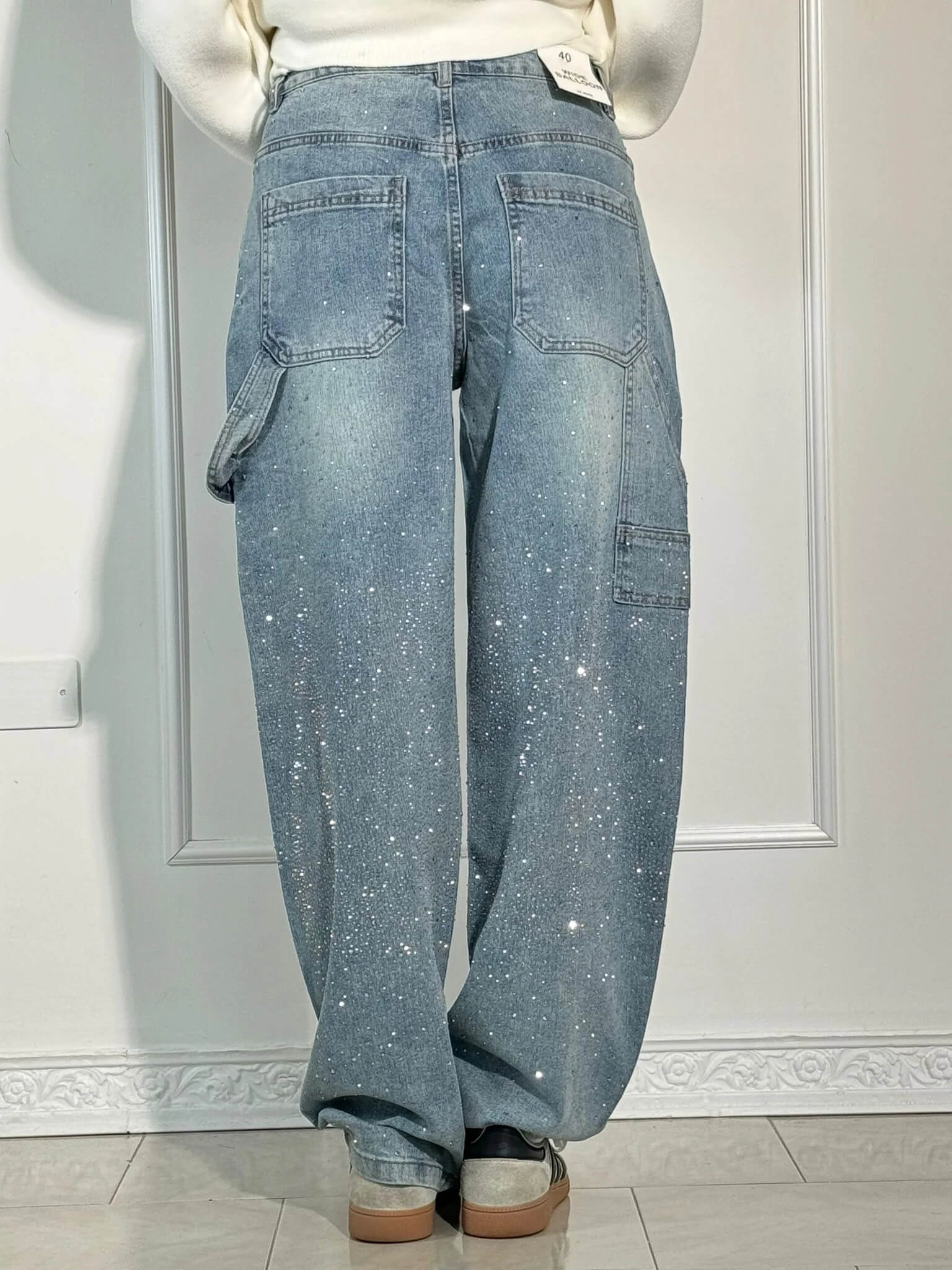 Women's Slim Jeans with Glossy Coated Finish - 9