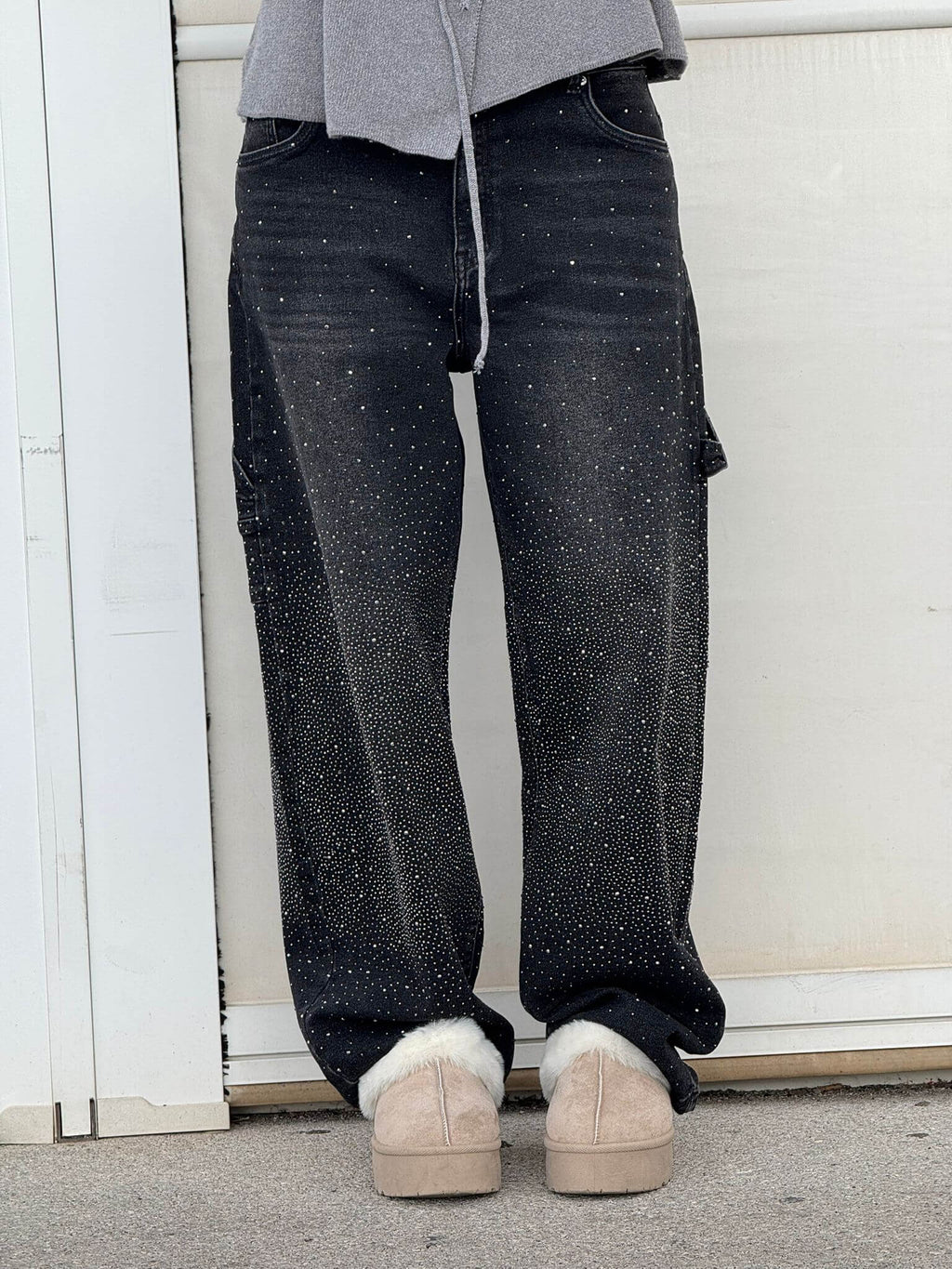 Women's Slim Jeans with Glossy Coated Finish - Black