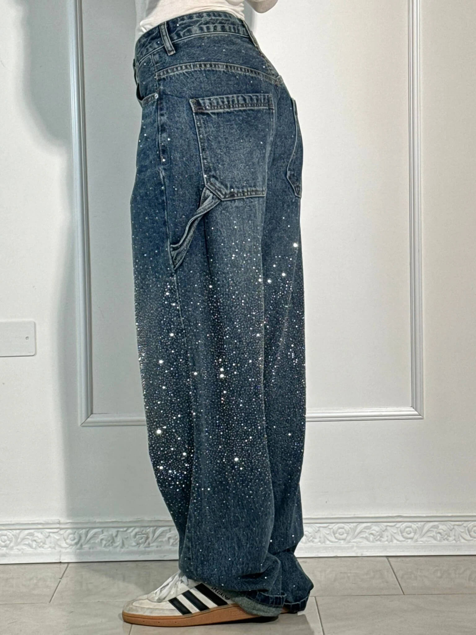Women's Slim Jeans with Glossy Coated Finish - 7