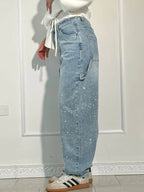 Women's Slim Jeans with Glossy Coated Finish - 10
