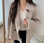 Women's Double-Breasted Blazer with Notched Lapel - 3