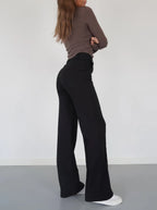 Women's High Waist Wide Leg Trousers with Tailored Finish - 5