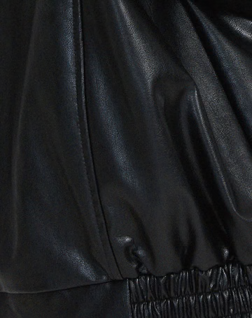 Women's Oversized Leather Jacket with Collar - 9