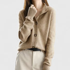 Women's Cardigan with Collar and Button Front - 5