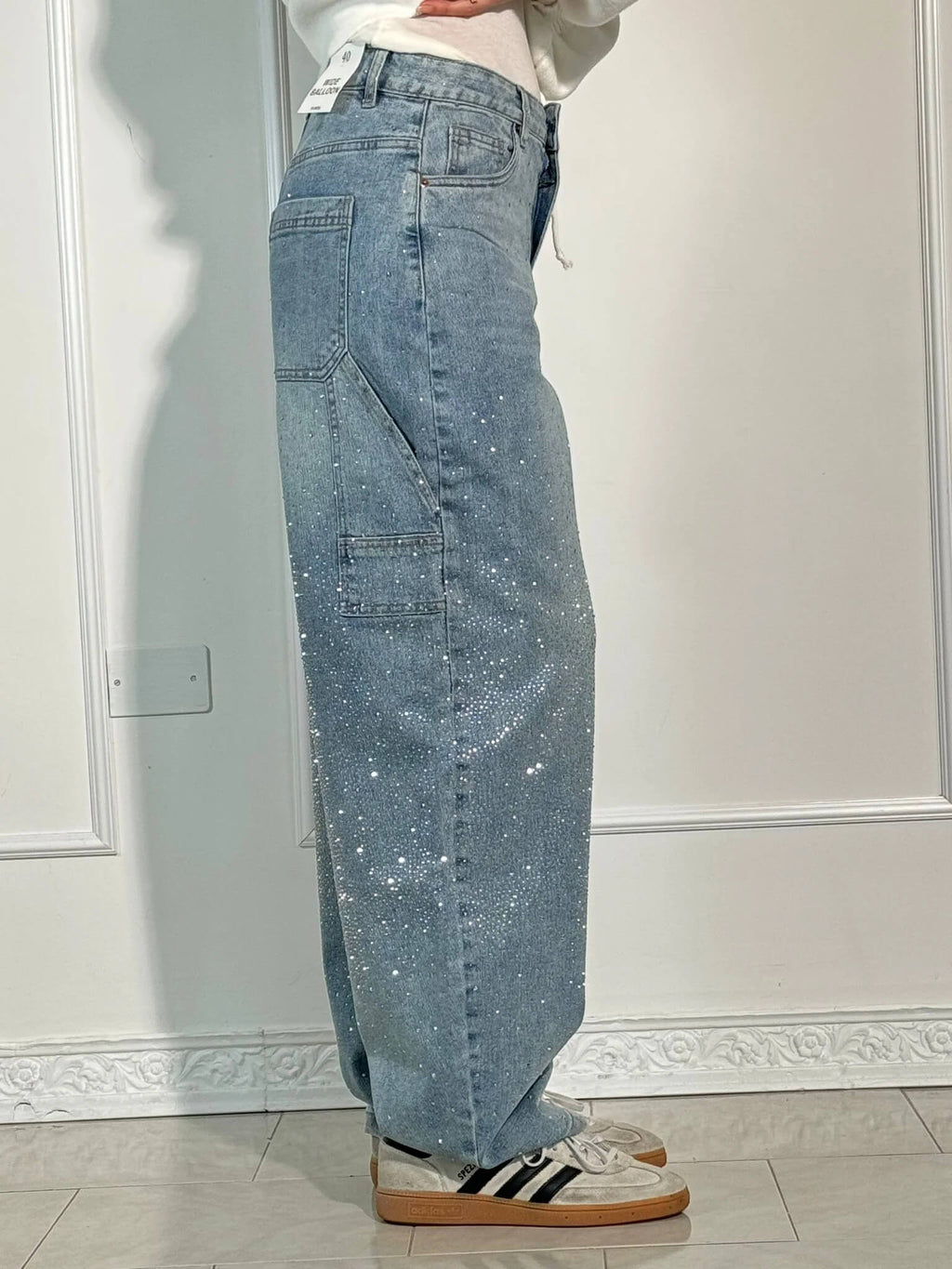 Women's Slim Jeans with Glossy Coated Finish - 11