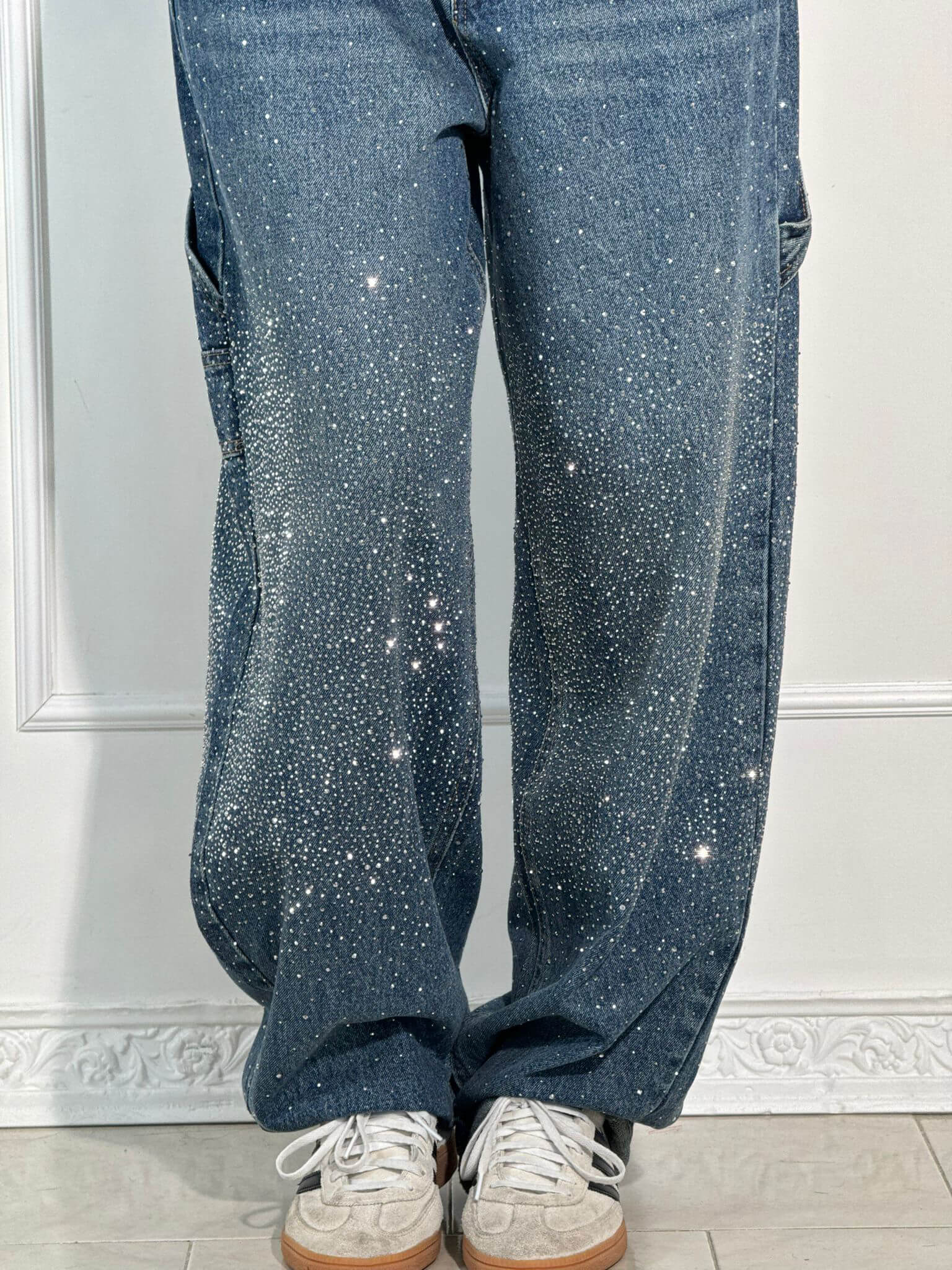 Women's Slim Jeans with Glossy Coated Finish - 8