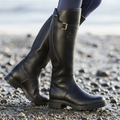 Women's Tall Boots with Buckle Detail - Black