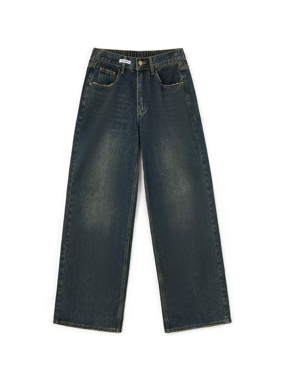 Women's Baggy Jeans with Washed Effect and Loose Fit - 10