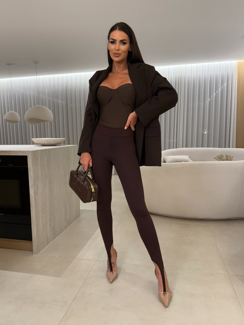 Women's High-Waist Stretch Leggings with Stirrup Hem - 10