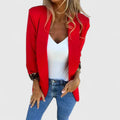 Women's Blazer Reversible Leopard Lining Tailored Fit - Red