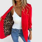 Women's Blazer Reversible Leopard Lining Tailored Fit - 4