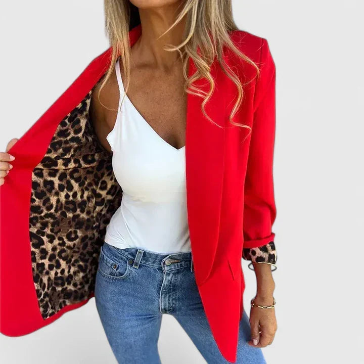 Women's Blazer Reversible Leopard Lining Tailored Fit - 4