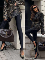 Women's High-Waist Stretch Leggings with Stirrup Hem - 2