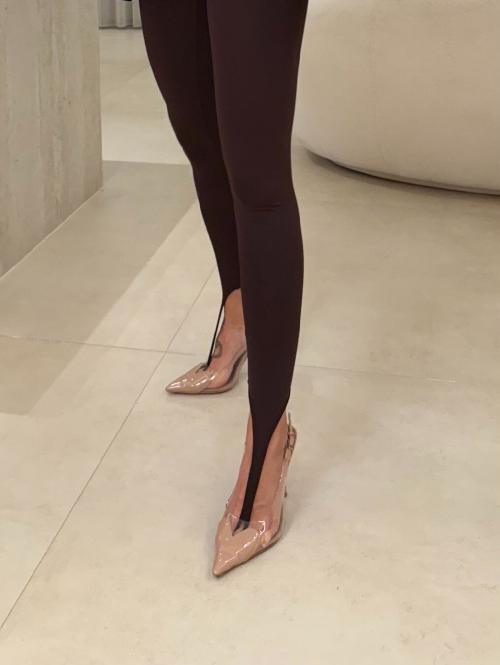 Women's High-Waist Stretch Leggings with Stirrup Hem - 9