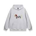 Women's Hoodie with Embroidered Dachshund Design - Grey