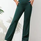 Women's Stretch Sports Trousers with High Waist and Wide Leg - 16