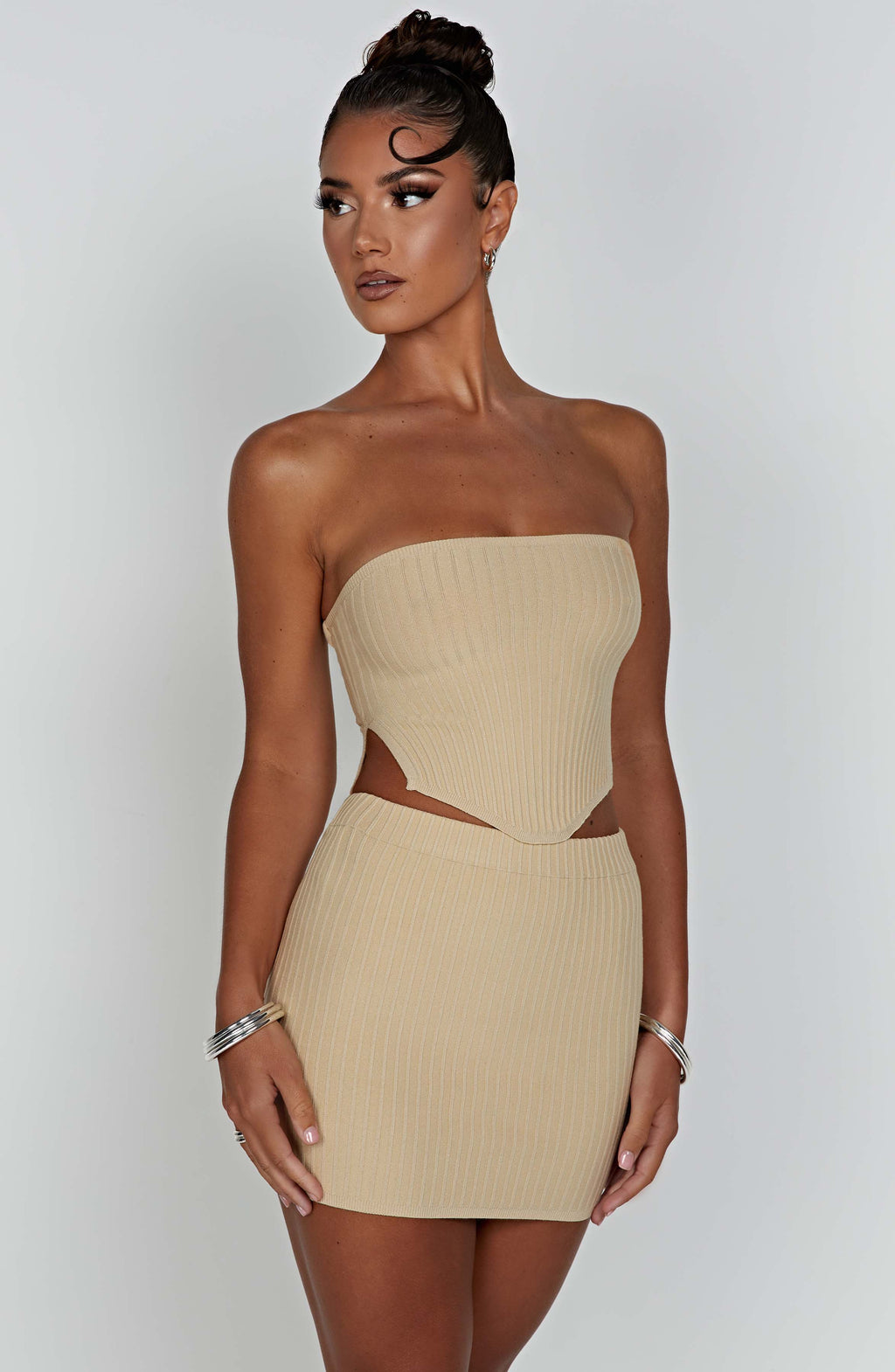 Women's Ribbed Bodycon Mini Dress Strapless with Sleek Fitted Silhouette - 11
