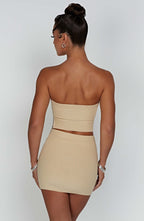 Women's Ribbed Bodycon Mini Dress Strapless with Sleek Fitted Silhouette - 7