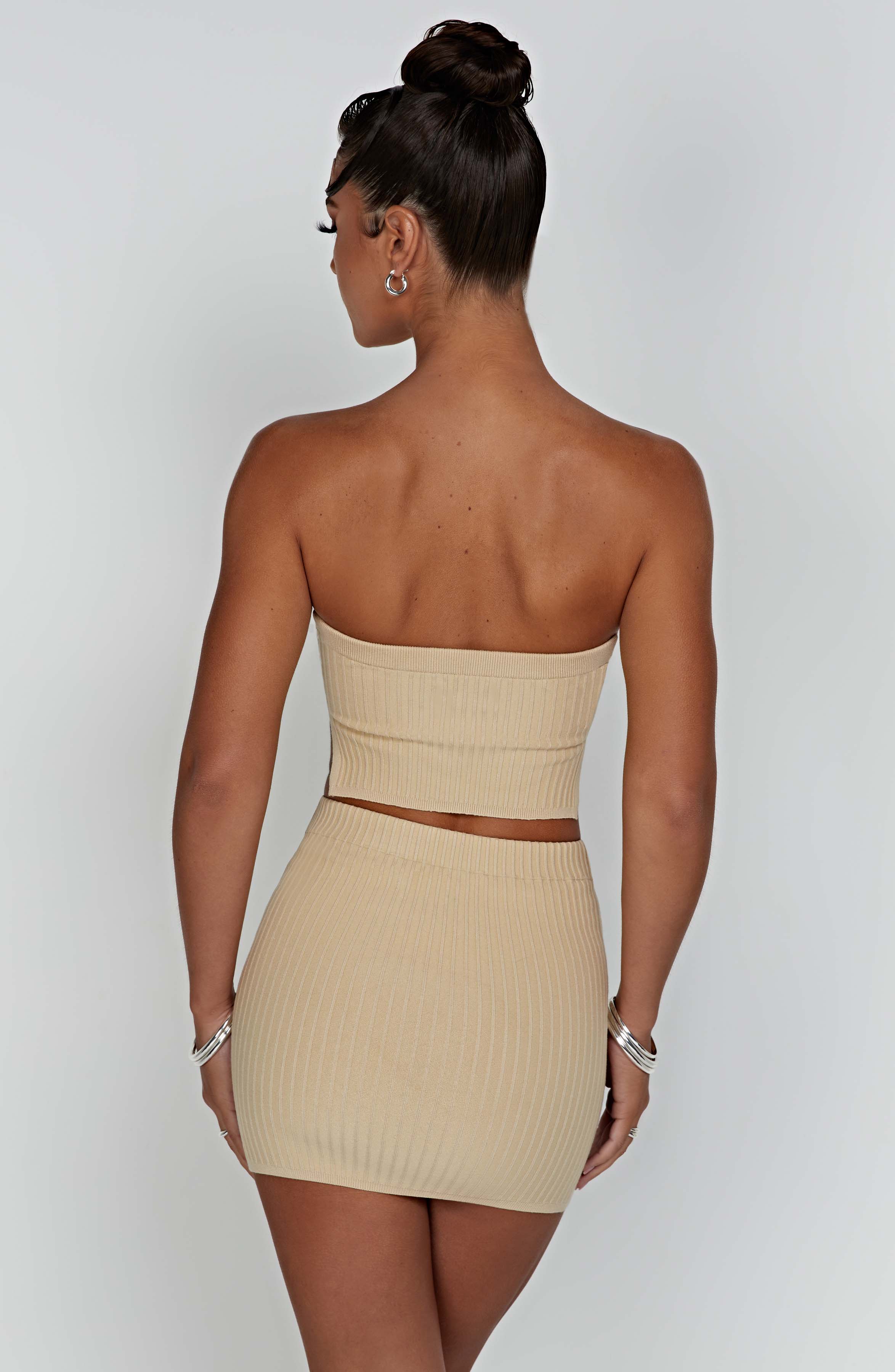 Women's Ribbed Bodycon Mini Dress Strapless with Sleek Fitted Silhouette - 7