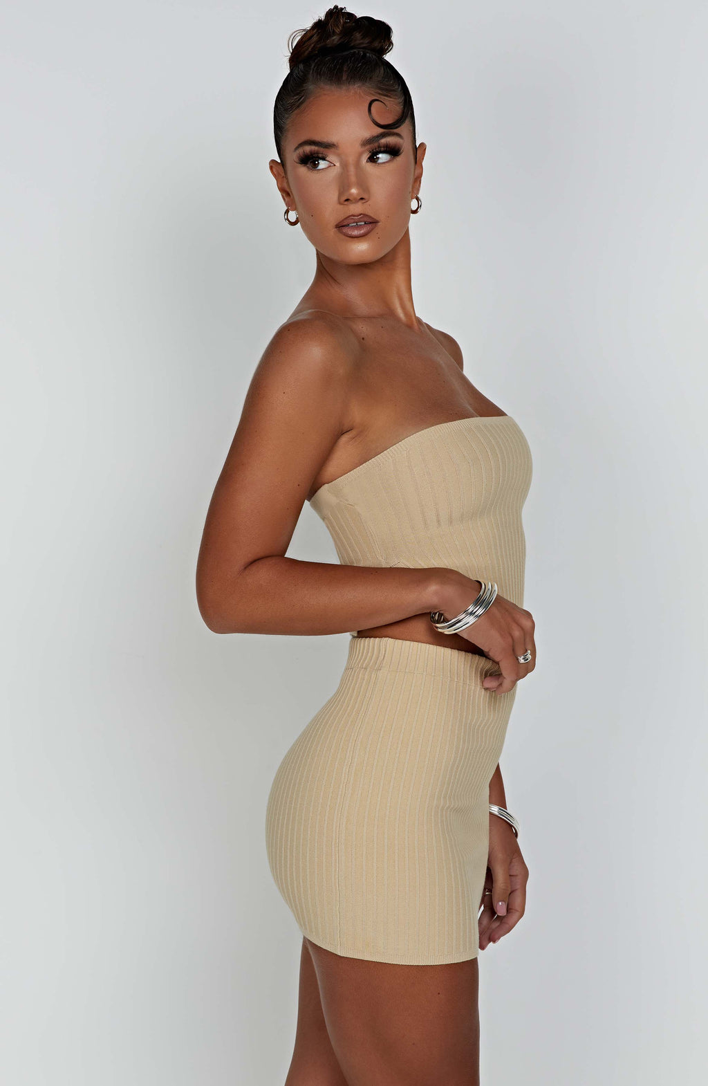 Women's Ribbed Bodycon Mini Dress Strapless with Sleek Fitted Silhouette - 14