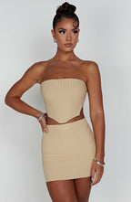 Women's Ribbed Bodycon Mini Dress Strapless with Sleek Fitted Silhouette - 9