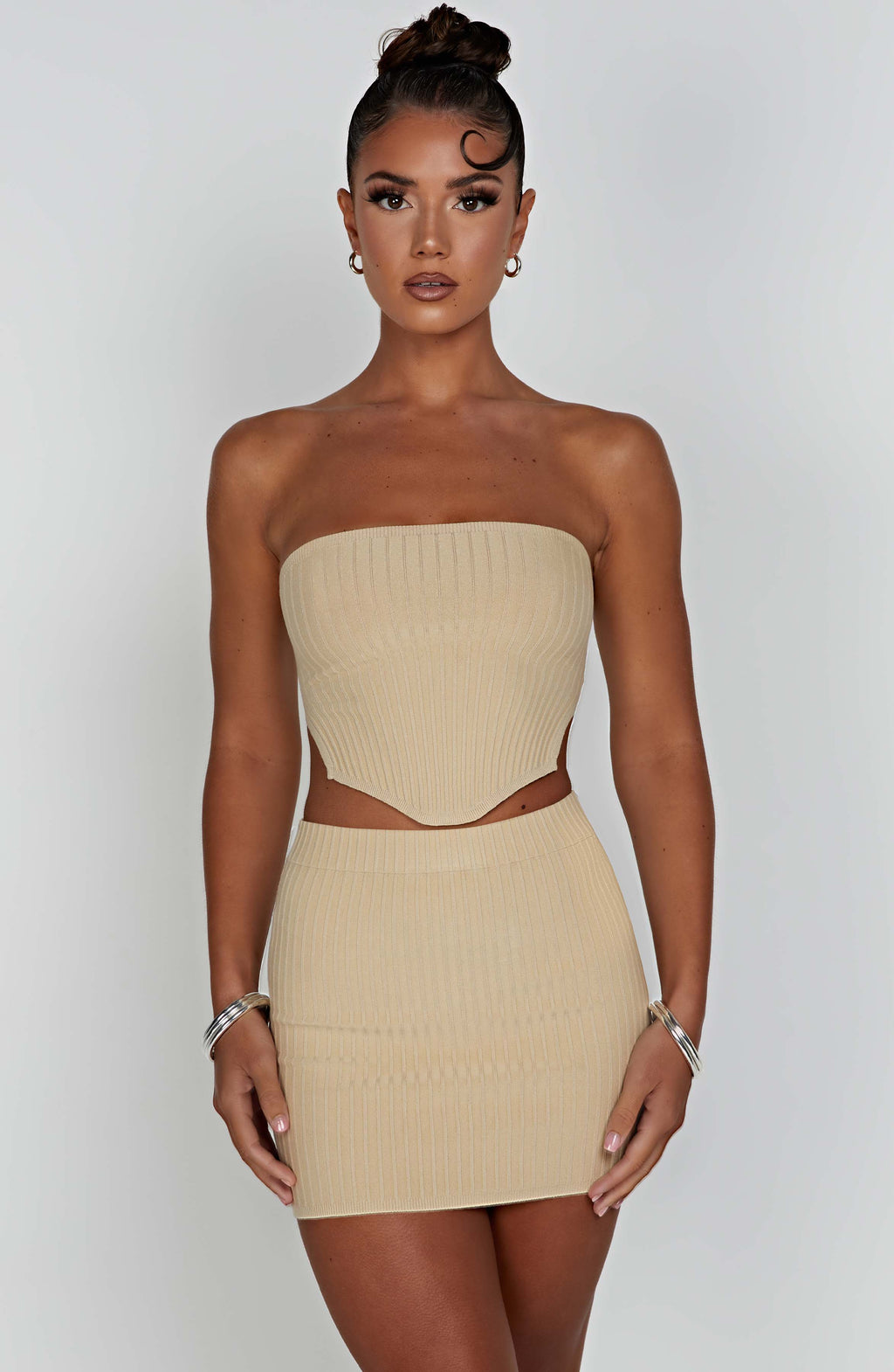 Women's Ribbed Bodycon Mini Dress Strapless with Sleek Fitted Silhouette - 10