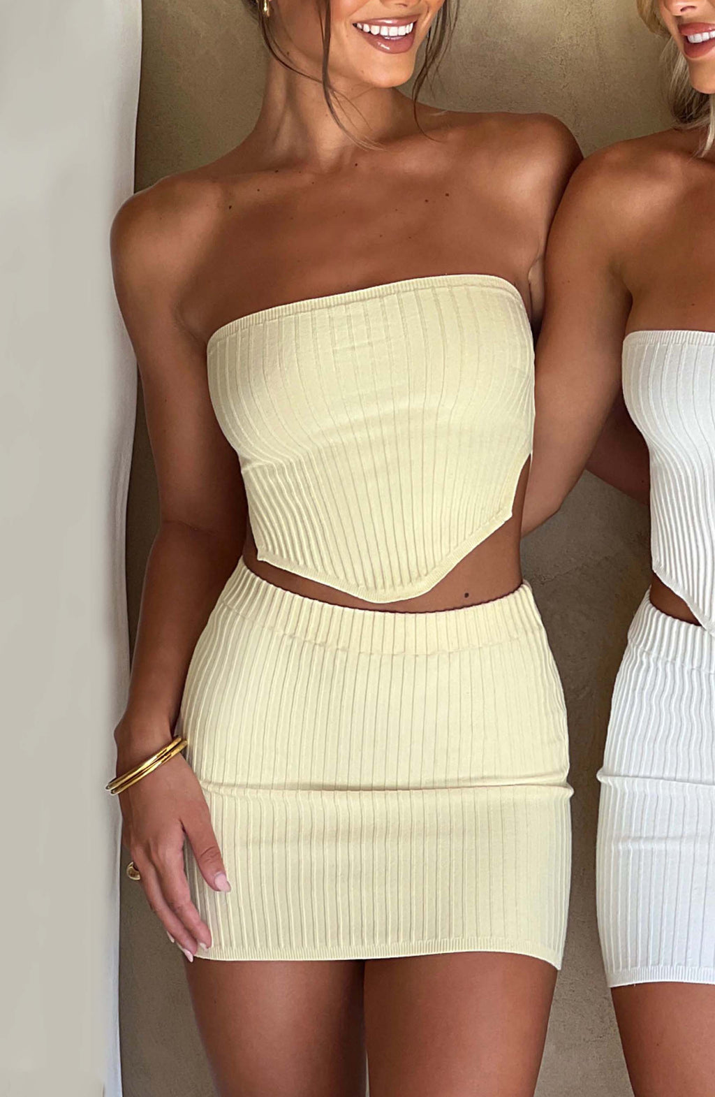 Women's Ribbed Bandeau Cut-Out Mini Dress Bodycon - 4
