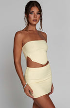 Women's Ribbed Bandeau Cut-Out Mini Dress Bodycon - 6