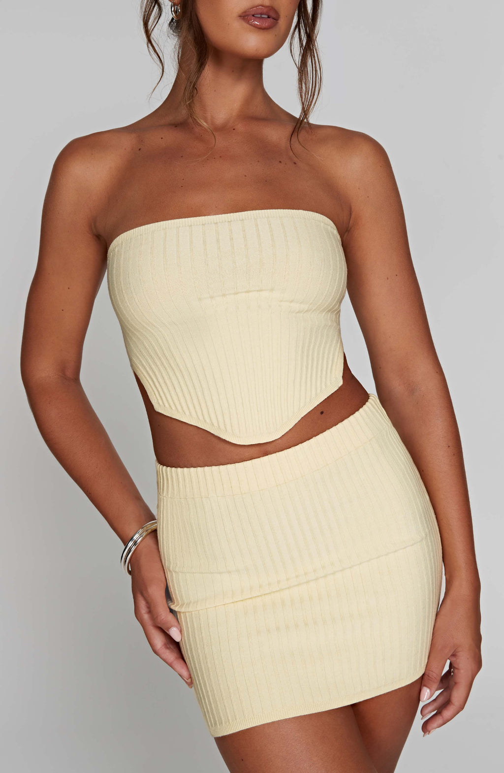 Women's Ribbed Bandeau Cut-Out Mini Dress Bodycon - 8
