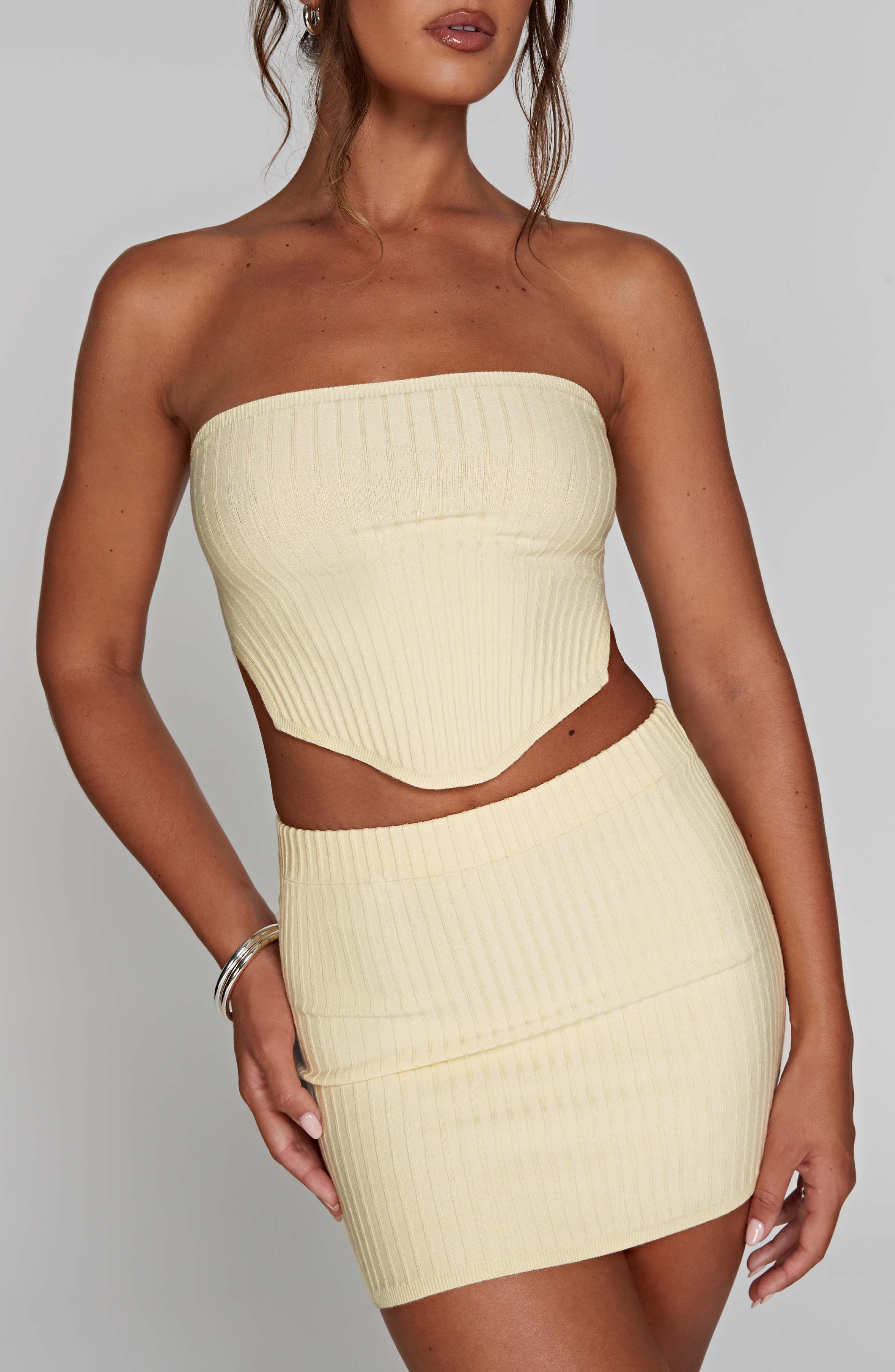 Women's Ribbed Bandeau Cut-Out Mini Dress Bodycon - 8