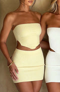 Women's Ribbed Bandeau Cut-Out Mini Dress Bodycon - 3