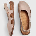 Women's Sandals with Adjustable Back Strap and Cut-Out Detail - Beige