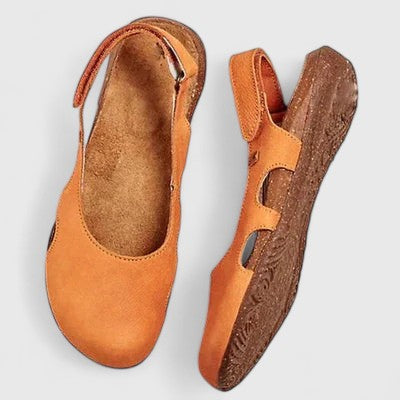 Women's Sandals with Adjustable Back Strap and Cut-Out Detail - Orange