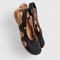 Women's Sandals with Adjustable Back Strap and Cut-Out Detail - Black