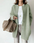 Women's Knit Cardigan Long Sleeve with Button Front and Relaxed Fit - Mint Green