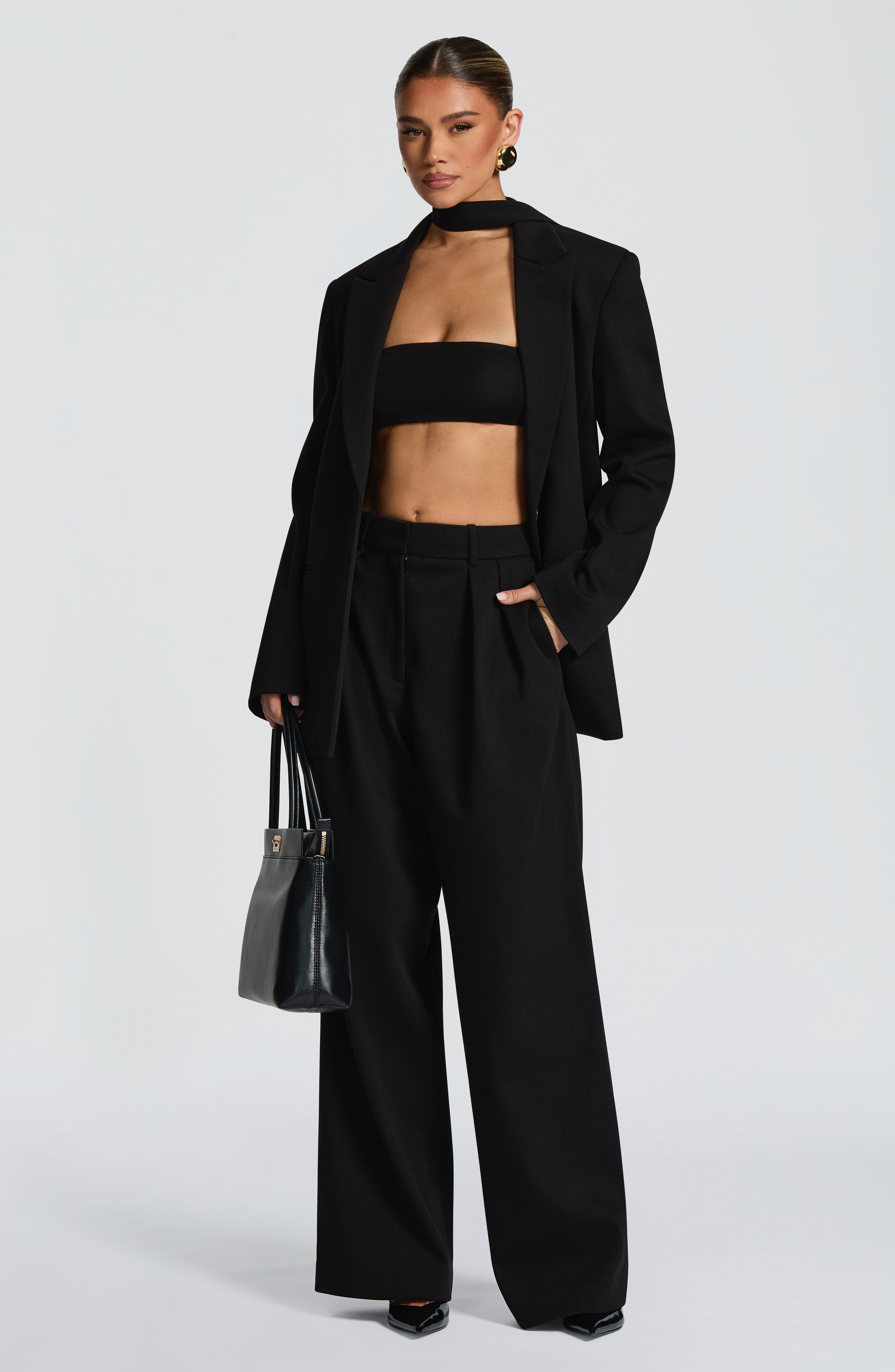 Women's High-Waist Wide-Leg Tailored Trousers - 11