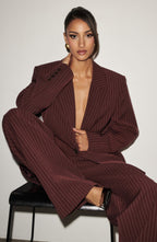 Women's Wide-Leg Tailored Trousers with High Waist - 9