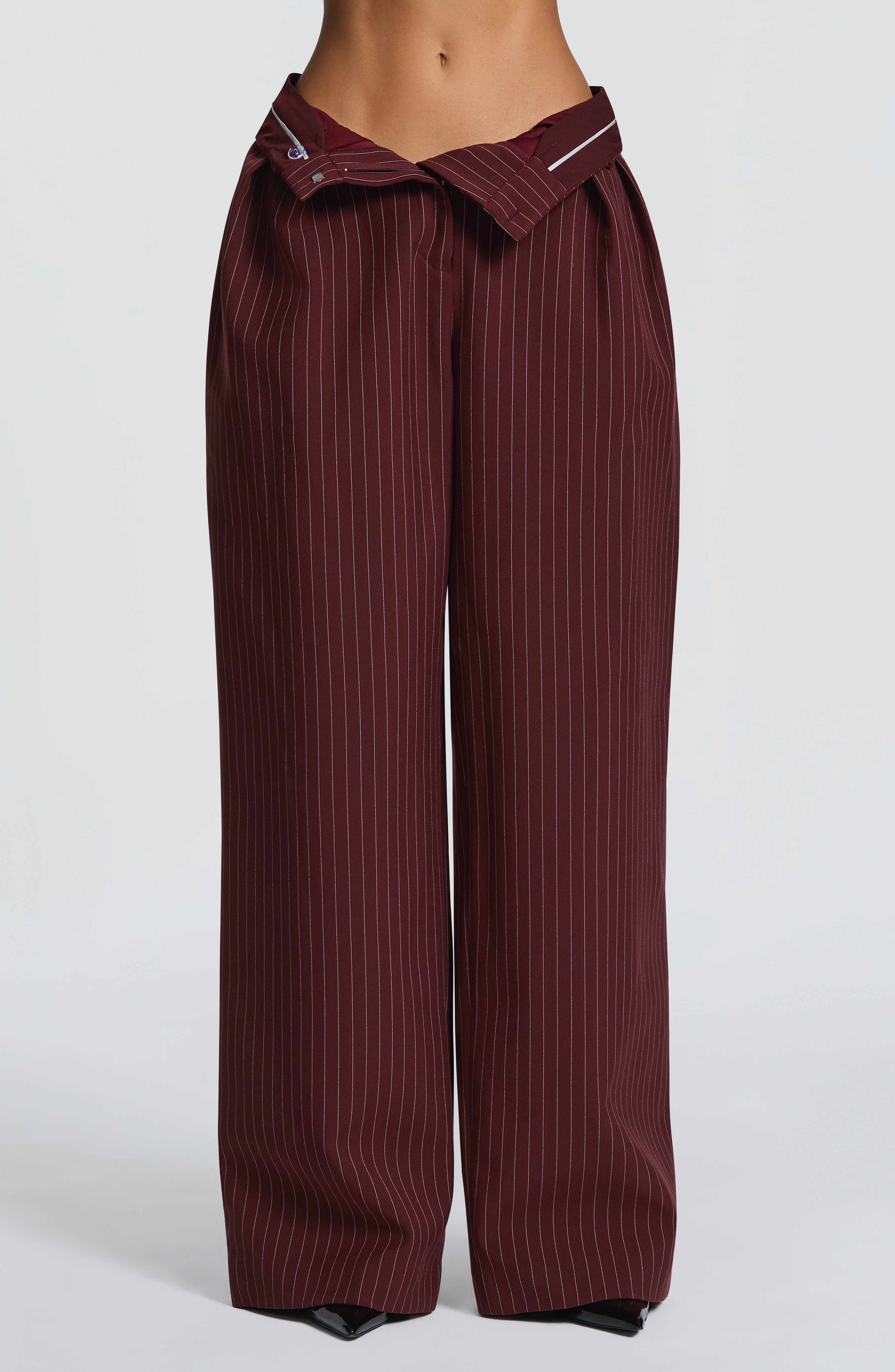 Women's Wide-Leg Tailored Trousers with High Waist - 7