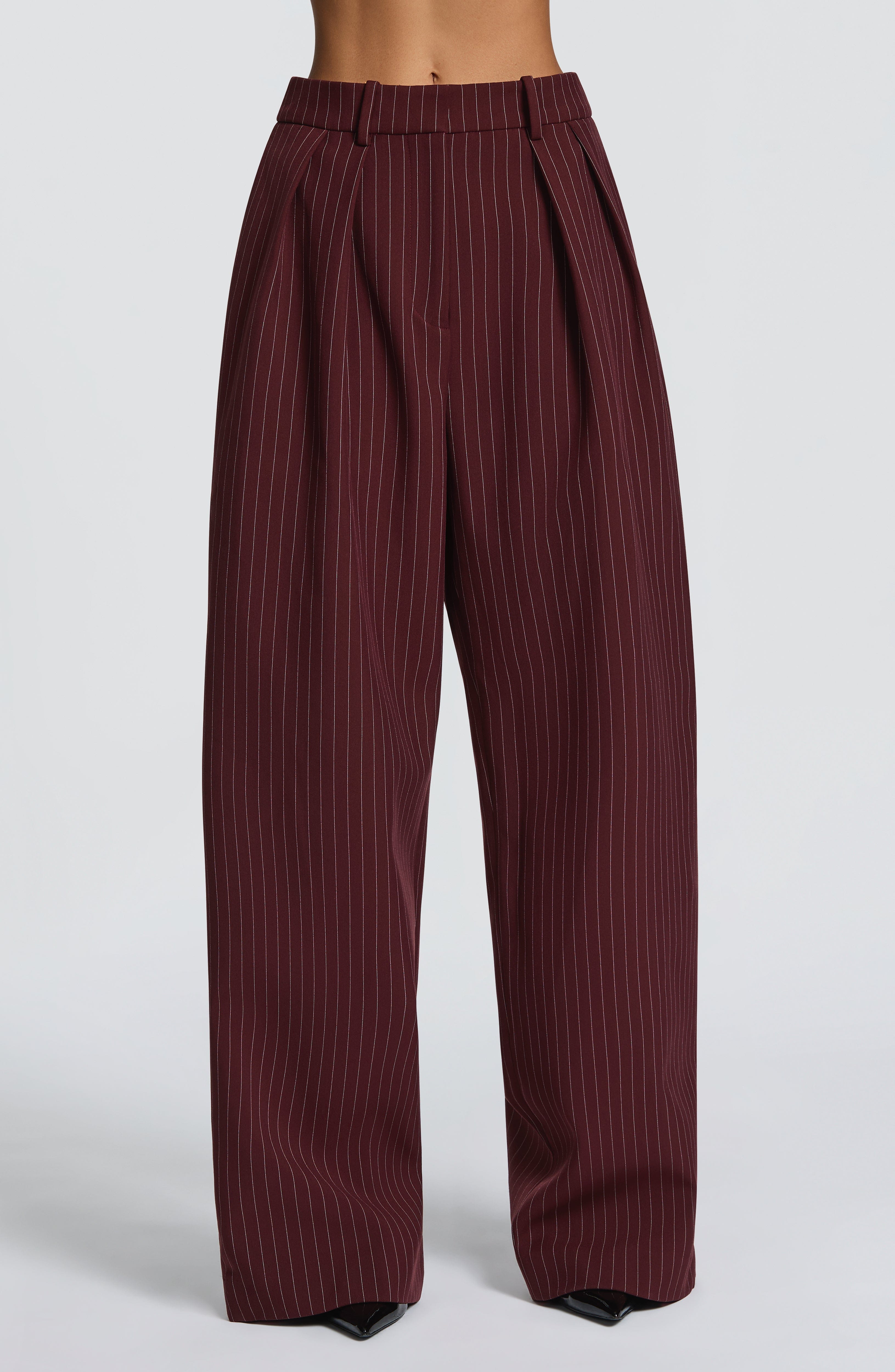 Women's Wide-Leg Tailored Trousers with High Waist - 2