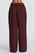 Women's Wide-Leg Tailored Trousers with High Waist - 8