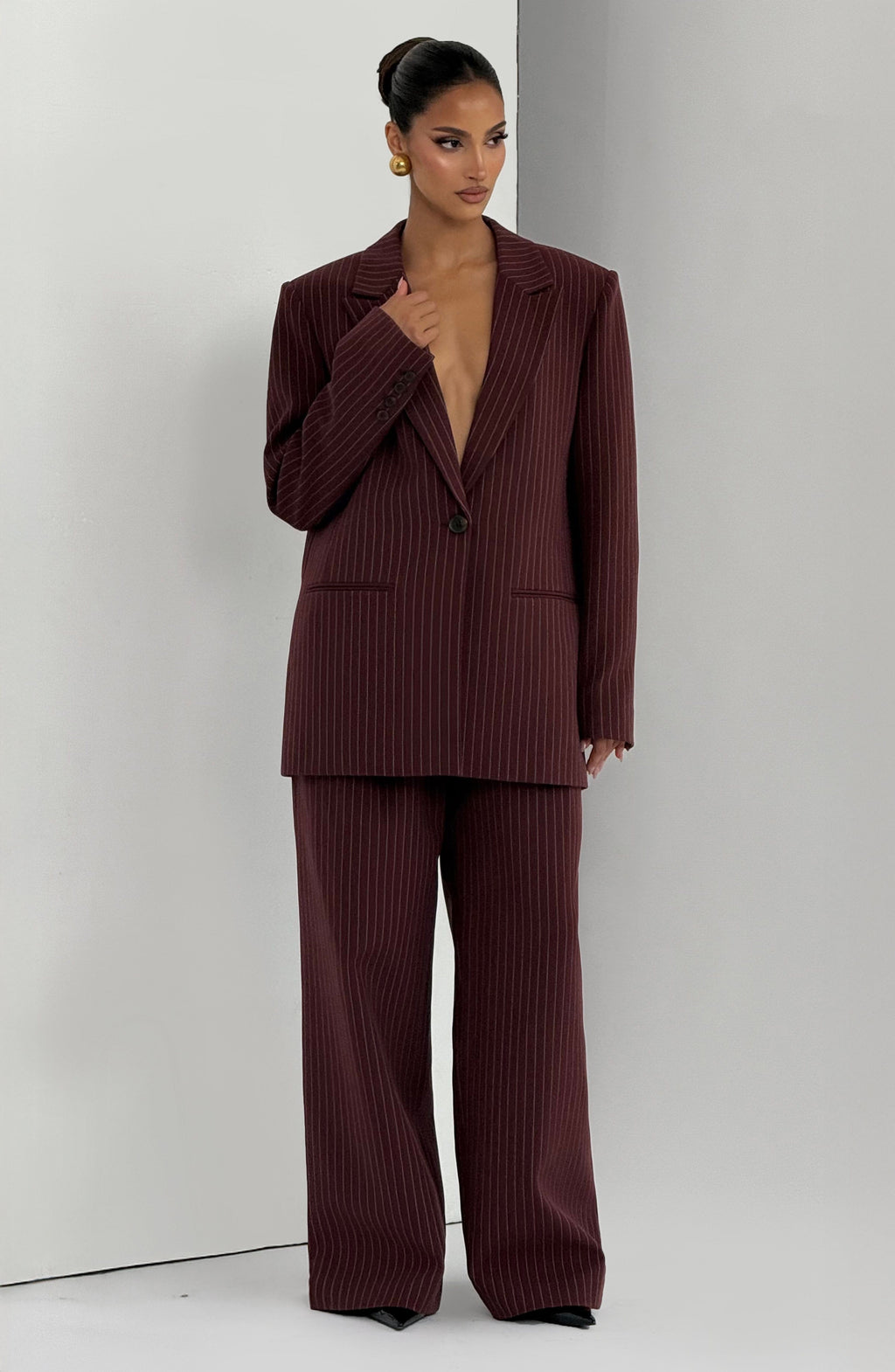 Women's Wide-Leg Tailored Trousers with High Waist - 4
