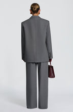 Women's Wide-Leg Tailored Trousers High-Waist with Pleated Front - 11