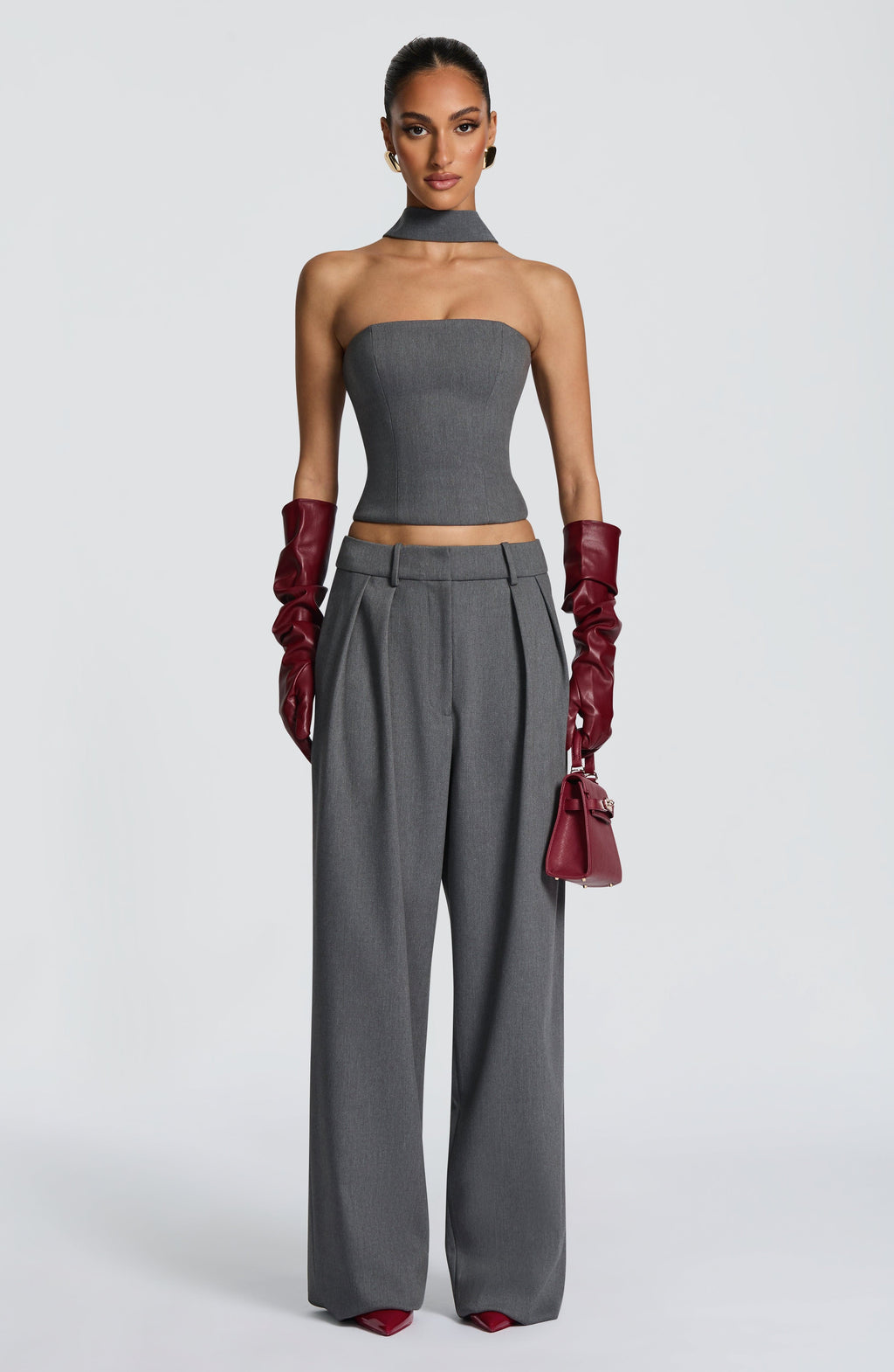 Women's Wide-Leg Tailored Trousers High-Waist with Pleated Front - 3