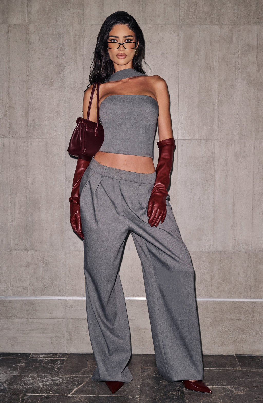 Women's Wide-Leg Tailored Trousers High-Waist with Pleated Front - 5