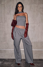 Women's Wide-Leg Tailored Trousers High-Waist with Pleated Front - 5