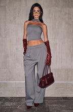 Women's Wide-Leg Tailored Trousers High-Waist with Pleated Front - 8