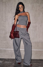 Women's Wide-Leg Tailored Trousers High-Waist with Pleated Front - 9