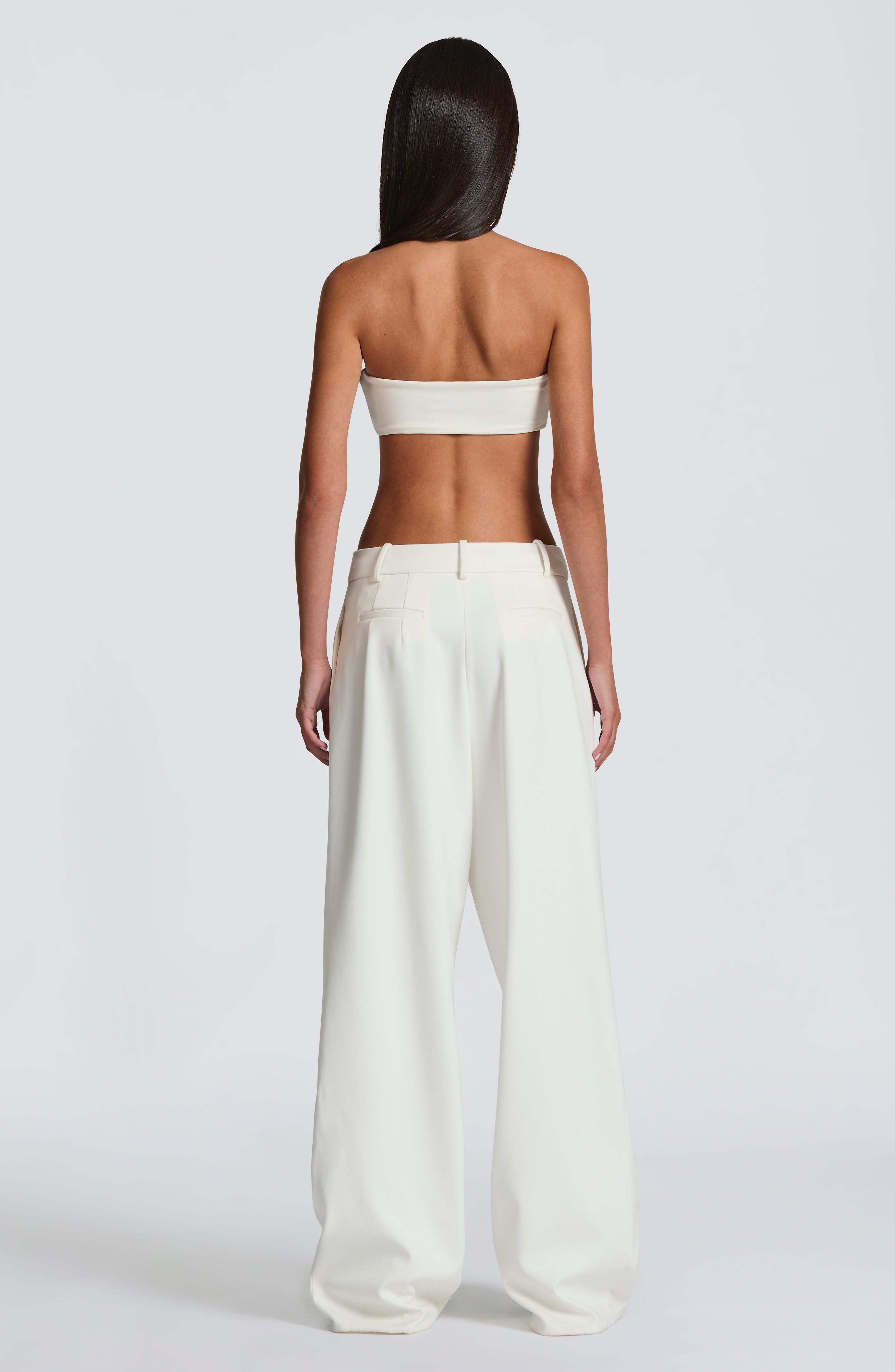 Women's Wide-Leg Tailored Trousers with High Waist and Pleated Front - 5