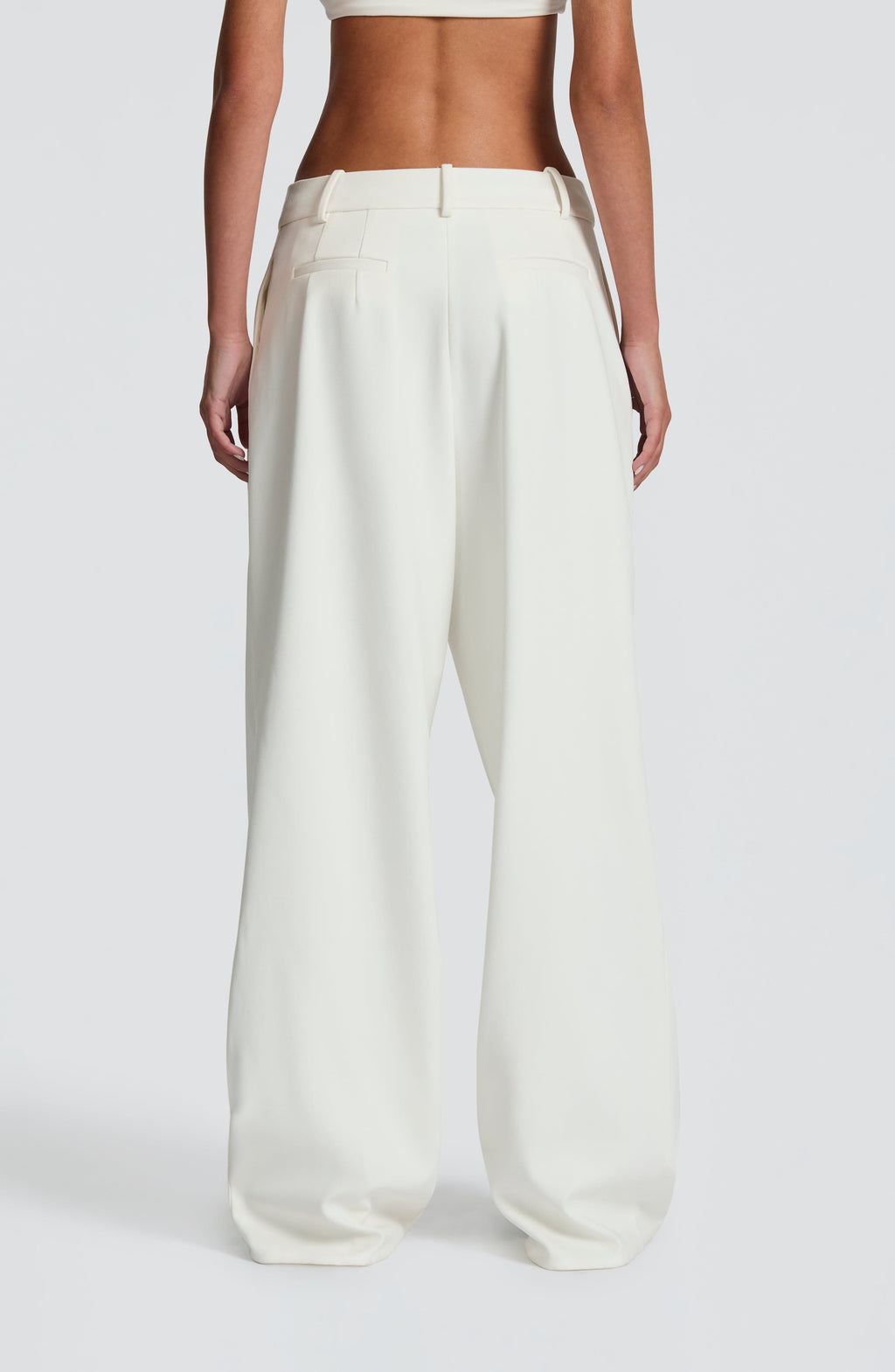 Women's Wide-Leg Tailored Trousers with High Waist and Pleated Front - 6