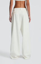 Women's Wide-Leg Tailored Trousers with High Waist and Pleated Front - 6